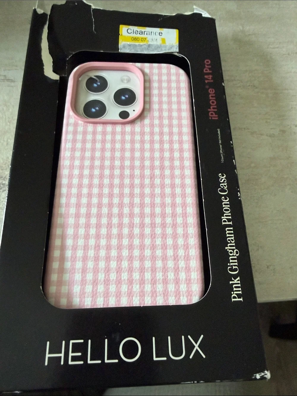 Pink Gingham iPhone 14 Pro Case